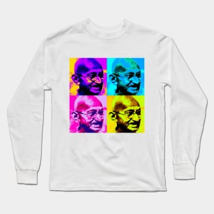 Mahatma Gandhi Pop Art Design Long Sleeve T-Shirt